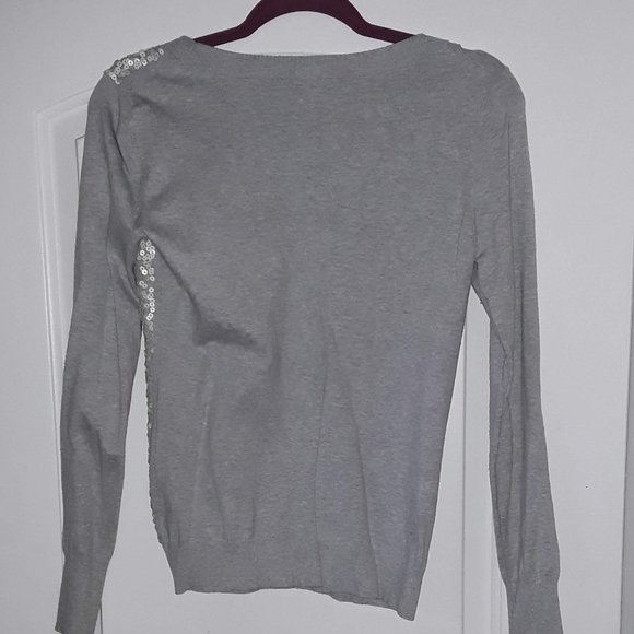 Express-Silver Sequin Sweater - Picture 2 of 2